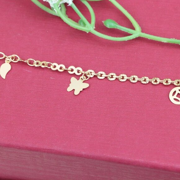 "Smiley Charm Rose Gold Bracelet, XPBL1097 - Picture 9 of 11